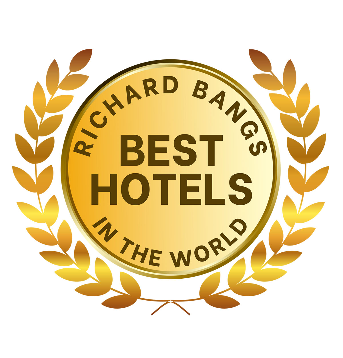 a badge displaying Richard Bang's Best Hotels in the World