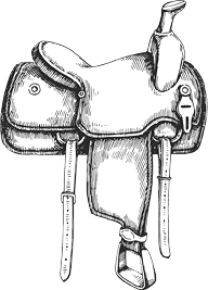 black and white line art saddle for horseback riding