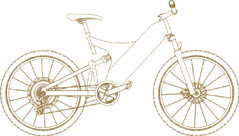 line drawing of a mountain e-bike