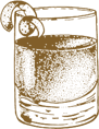 line drawing of a craft cocktail from the saloon