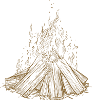 line drawing of a campfire
