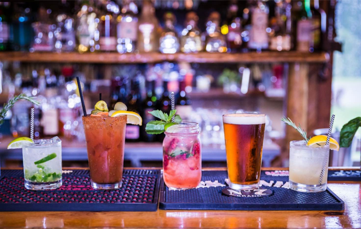Drinks on the bar in the Greenhorn Saloon