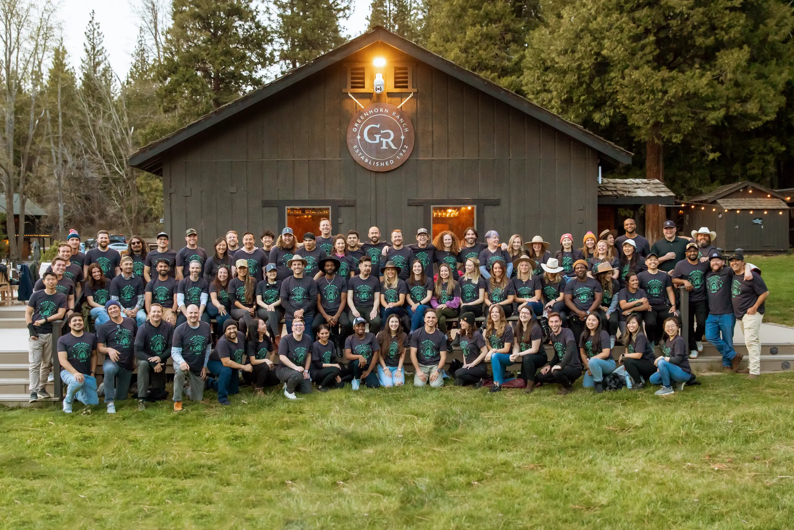 big-group-at-ranch Large group gathered outside the Greenhorn Ranch lodge for a memorable ranch event